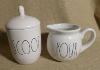 Rae Dunn By Magenta - Scoop Sugar Bowl And Pour Creamer Set Farmhouse Coffee Tea
