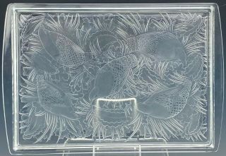 Vintage Lalique French Crystal Perdrix Partridge Bird Vanity Tray Retail $2,  475