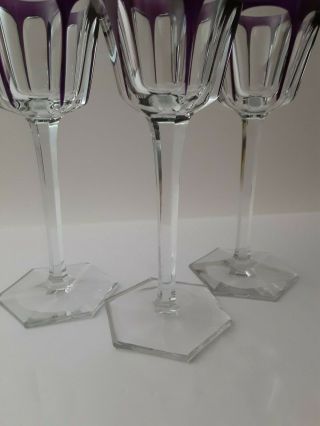 Baccarat Crystal HARCOURT (1841 -) Set of 3 Purple Wine Glasses 7 3/8 