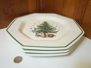 3 Nikko Christmastime Dinner Plate 10 3/4 " Octagonal Christmas Tree Holiday