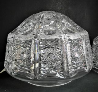 Signed HAWKES American Brilliant CUT GLASS TABLE LAMP HOBSTAR PANEL ABP CRYSTAL 3