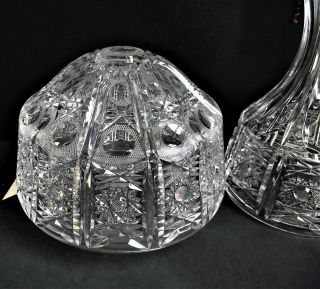 Signed HAWKES American Brilliant CUT GLASS TABLE LAMP HOBSTAR PANEL ABP CRYSTAL 6