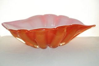 Huge Luxurious Alfredo Barbini Murano Glass Bowl Sculpture Seashell Gold 16.  5 In