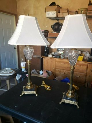 Vintage Waterford Crystal Table Lamps Brass