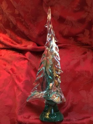 Flawless Exquisite Murano Italy Glass 20 1/2” Crystal Christmas Tree Sculpture