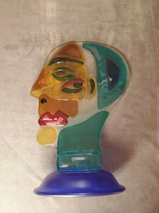 Tribute To Picasso Vintage Murano Art Glass Sculpture Head - Wow