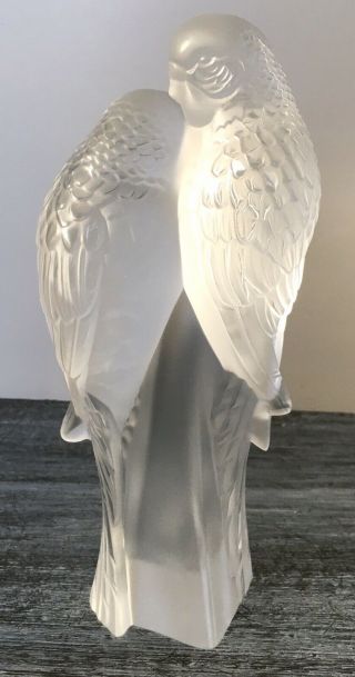 Vintage Lalique France Two Parakeets Bird Art Glass Crystal Figure Figurine