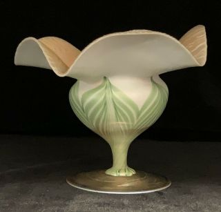 Louis Comfort Tiffany Pulled Feather Floriform Compote Favrile Cnd Lct