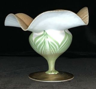 Louis Comfort Tiffany Pulled Feather Floriform Compote Favrile Cnd LCT 2