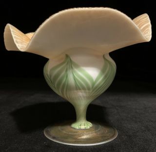 Louis Comfort Tiffany Pulled Feather Floriform Compote Favrile Cnd LCT 3