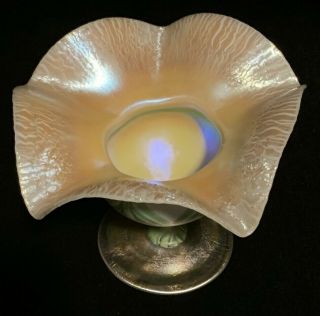 Louis Comfort Tiffany Pulled Feather Floriform Compote Favrile Cnd LCT 4