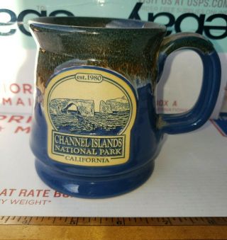 Deneen Pottery Mug Blue Brown Channel Islands National Park California