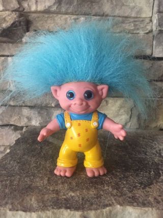 Troll Doll By M.  T.  Aqua Hair Aqua Eyes 3” Molded And Painted Clothes