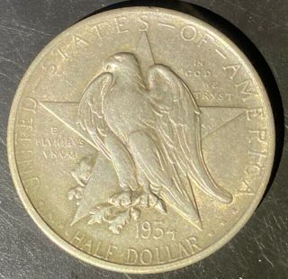 1934 Texas Silver Commemorative Half Dollar Au,