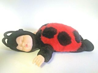 Vintage 1997 Anne Geddes Baby Ladybug Sleeping 9 " Plush Bean Bag Doll