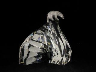 Steuben Crystal Glass Sterling Silver Polar Ice Bear Sculpture James Houston