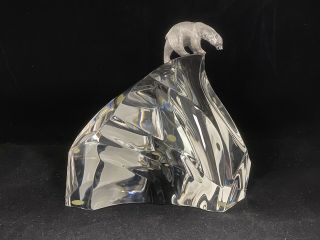 Steuben Crystal Glass Sterling Silver Polar Ice Bear Sculpture James Houston 2