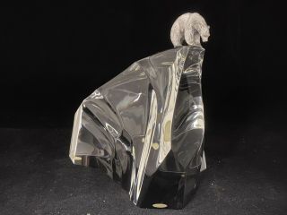 Steuben Crystal Glass Sterling Silver Polar Ice Bear Sculpture James Houston 3