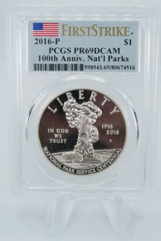 2016 - P Pcgs Pr69dcam 100th Anniversary Of National Parks Silver Proof $1
