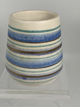 Sascha Brastoff Mid Century Modern Striped Ceramic Toothpick Holder Vase