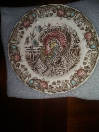 Johnson Bros " His Majesty " 10 5/8 " Dinner Plate - Thanksgiving Turkey Plate