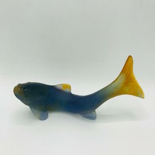 Signed Daum Nancy Art Glass Diving Fish Pate de Verre Sculpture Poisson Nageant 2
