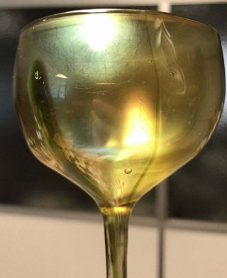 L.  C.  T Louis Comfort Gold Favrile Champagne Goblet With Drip Enamel Decoration 2