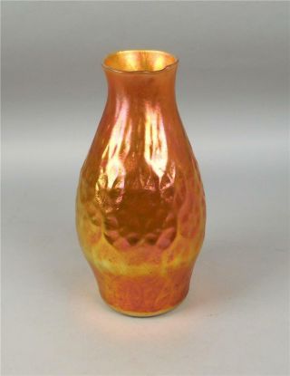 Tiffany Signed L.  C.  Tiffany - Favrile Gold Iridescent Vase 9765a