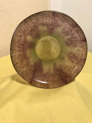 Vintage Art Glass Daum France Crystal Iris Vase Yellow/ Purple 5