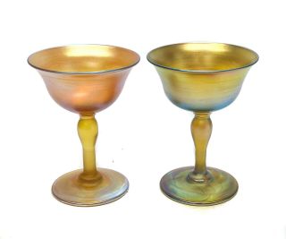 6 Louis Comfort Tiffany LCT Favrile Wine Goblets,  Multi - Hued Iridescence 3