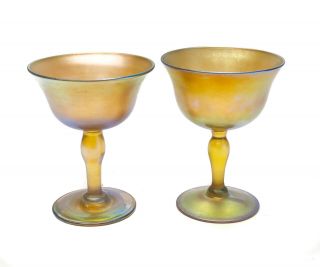 6 Louis Comfort Tiffany LCT Favrile Wine Goblets,  Multi - Hued Iridescence 4