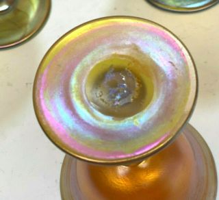 6 Louis Comfort Tiffany LCT Favrile Wine Goblets,  Multi - Hued Iridescence 6