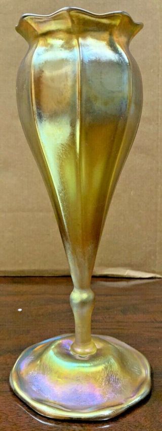 9” Louis Comfort Tiffany Favrile Scalloped Vase 8306a