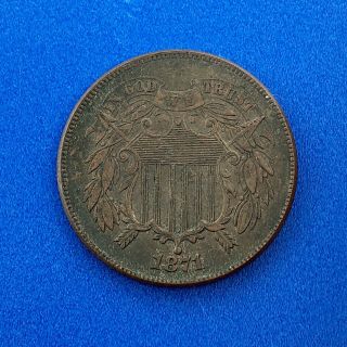 1871 P Two Cent Piece 2c Union Shield Post Civil War Era Copper Better Key Coin
