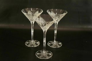 Set Of 3 Vintage Baccarat French Crystal Elbeuf Baccarat Cocktail Glasses.