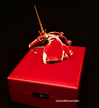 In Red Box Steuben Glass Unicorn 18k Gold Horn James Houston Rainbow Horse