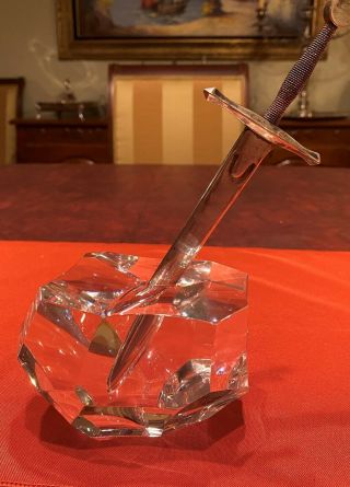 Steuben Art Glass James Houston Sterling Silver 18k Excalibur Paperweight Nr Wsc