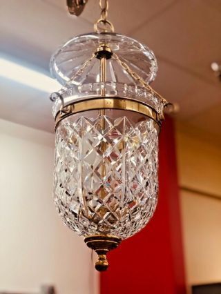 Vintage Waterford Crystal Bell Jar Lamp Chandelier Pendant Hanging Light Fixture
