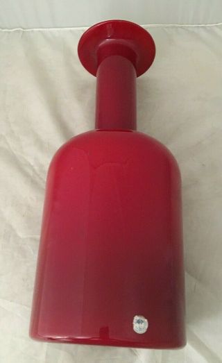 Vintage Mid Century Kastrup Holmegaard Denmark Red Over White Bottle Vase 17” 3