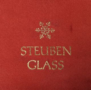 Steuben Crystal Strawberry Pendant w/ 18K Gold Leafy Top Box - No Chain 4