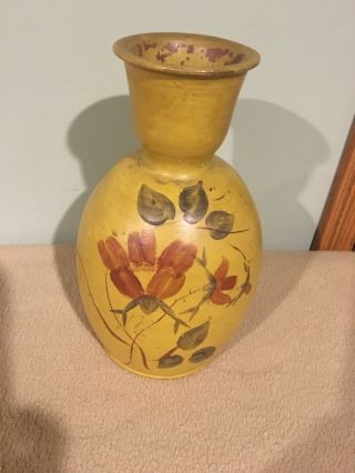 Antique / Arts & Crafts / Red Clay Pottery Vase / Hand Painted / Unique