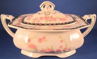 Alfred Meakin Harmony Rose Royal Semi - Porcelain Covered Handled Sugar Bowl