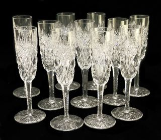 11 Saint (st. ) Louis Crystal Glass Champagne Flutes In Florence - Pinapple Cut