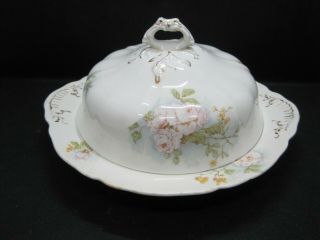 Vintage Johnson Brothers Round Covered Butter Dish Floral Pattern