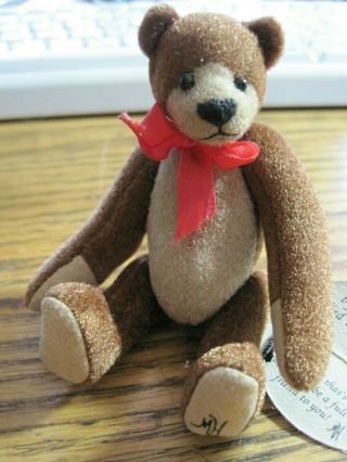 Tyler Retired Ganz Cottage Collectibles Miniature 3.  5 " Brown Teddy Bear 7305 Tag