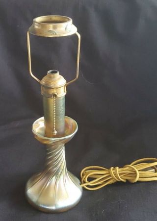 Tiffany Studios Gold Favrile Glass Candlestick No Shade C1900