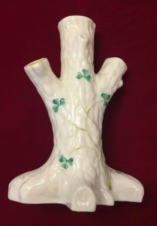 Belleek Porcelain Shamrock Tree Trunk Bud Vase - Made In Ireland