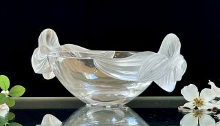 Lalique Loriol Heavy French Crystal Bowl Signed Gorgeous 12 " Wide