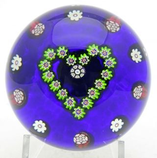 Magnificent Paul Ysart Millefiori Canes Heart Design Art Glass Paperweight