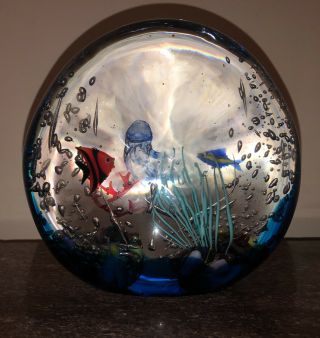 Italian Murano Art Glass Fish Aquarium Signed Elio Raffaelli Sculpture